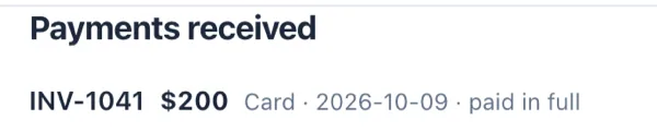 Then: the invoice shows paid in full.