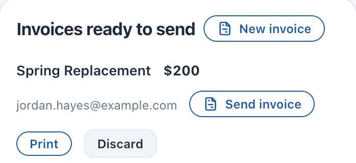 An invoice prepared from the job, waiting for your team to check it.